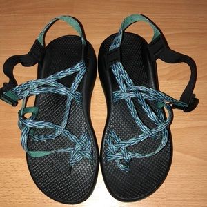 Blue and Green Chacos